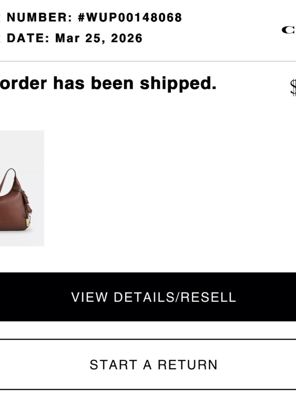 Coach Chestnut Brown Leather Shoulder Bag with Gold Hardware - Picture 8 of 8